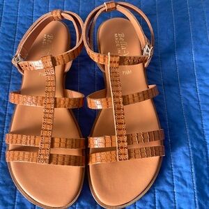 Bella-Vita made in Italy women's brown strappy croc leather sandals NEW